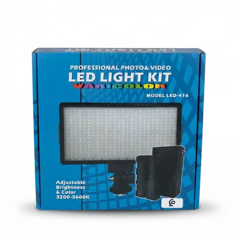 مجموعة إضاءة LED احترافية VariColor للتصوير الفوتوغرافي والفيديو - موديل LED-416، سطوع ولون قابلان للتعديل - إضاءة بالجملة Errayhany Grossiste المغرب