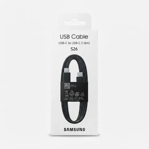 كابل USB-C إلى USB-C سامسونج S26 بطول 1.8 متر - شحن سريع 3 أمبير ونقل بيانات 480 ميجابت في الثانية - كابلات بالجملة Errayhany Grossiste المغرب