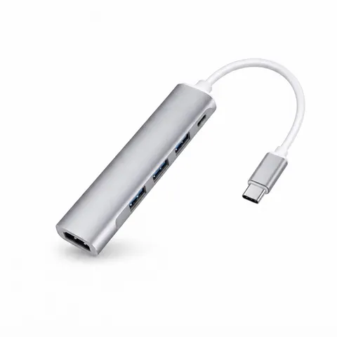 موزع USB-C 4 في 1: 3x USB 3.0 + HDMI + USB-C PD - محول متعدد المنافذ من النوع C للكمبيوتر/الماك/الهاتف الذكي - محولات وHUB بالجملة Errayhany Grossiste المغرب