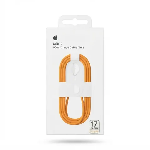 كابل شحن USB-C بقوة 60 واط لهاتف آيفون 17 برو ماكس (1 متر) - برتقالي - كابلات بالجملة Errayhany Grossiste المغرب