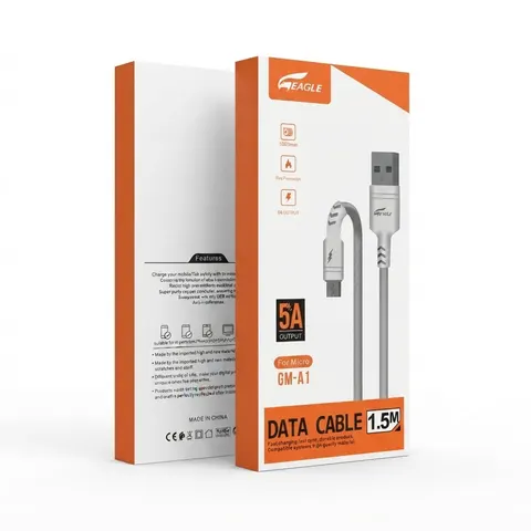 كابل بيانات EAGLE V8 Micro USB بطول 1.5 متر - شحن سريع 5 أمبير للهواتف الذكية والأجهزة اللوحية - كابلات بالجملة Errayhany Grossiste المغرب